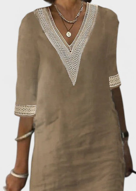 RIGMOR | Linen V-neck kjole