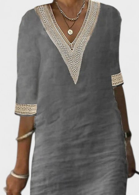 RIGMOR | Linen V-neck kjole