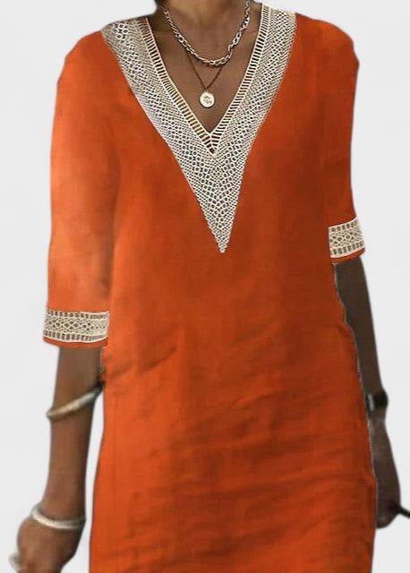 RIGMOR | Linen V-neck kjole
