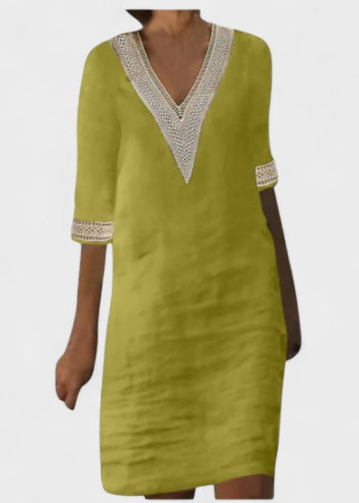 RIGMOR | Linen V-neck kjole
