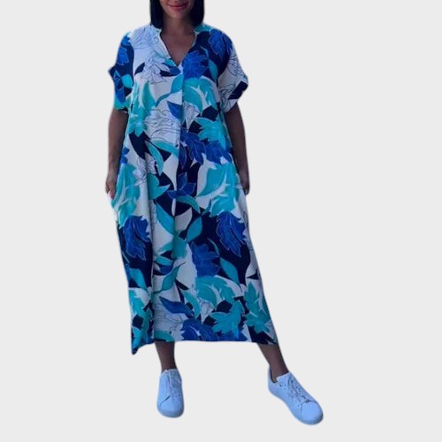 LAURA | AFSLAPPET MAXIKJOLE MED KUNSTNERISK PRINT