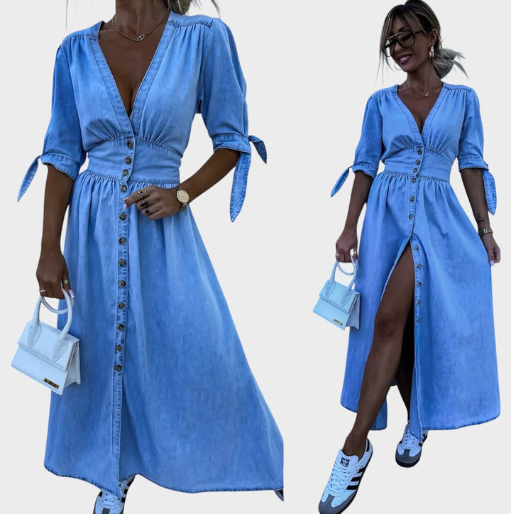 Ava™ | Strålende Denimkjole