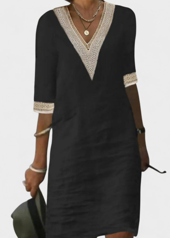 RIGMOR | Linen V-neck kjole