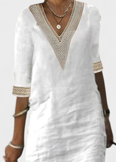RIGMOR | Linen V-neck kjole