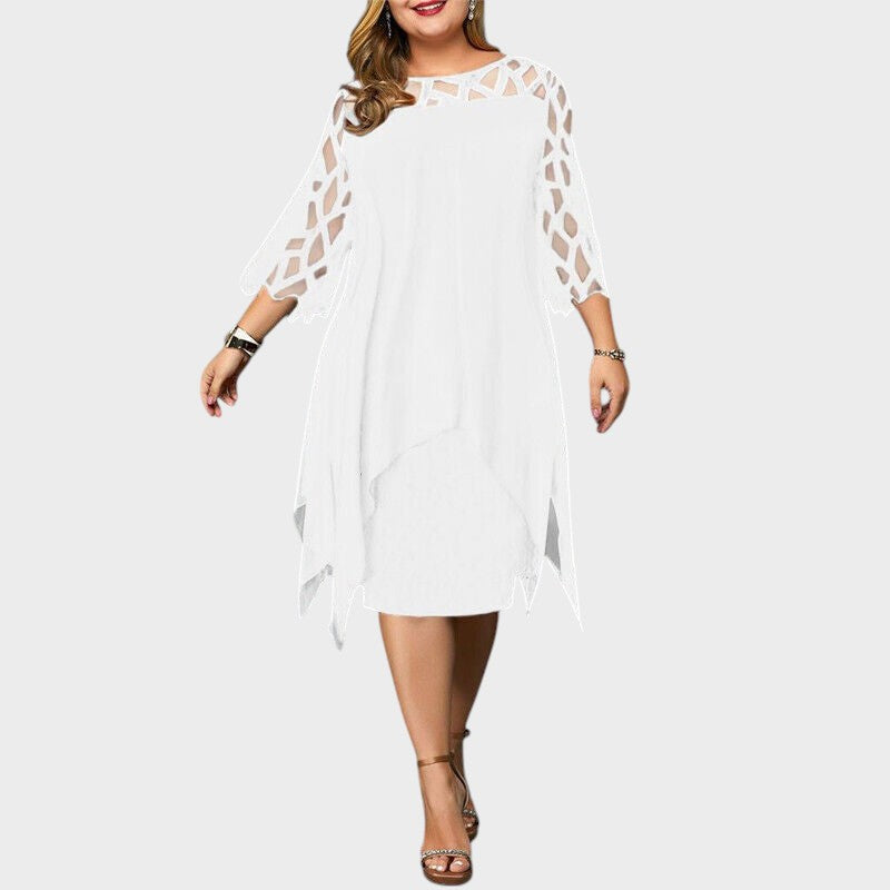 Freja® | Chic Plus Size Midi Kjole til Moderne Kvinder