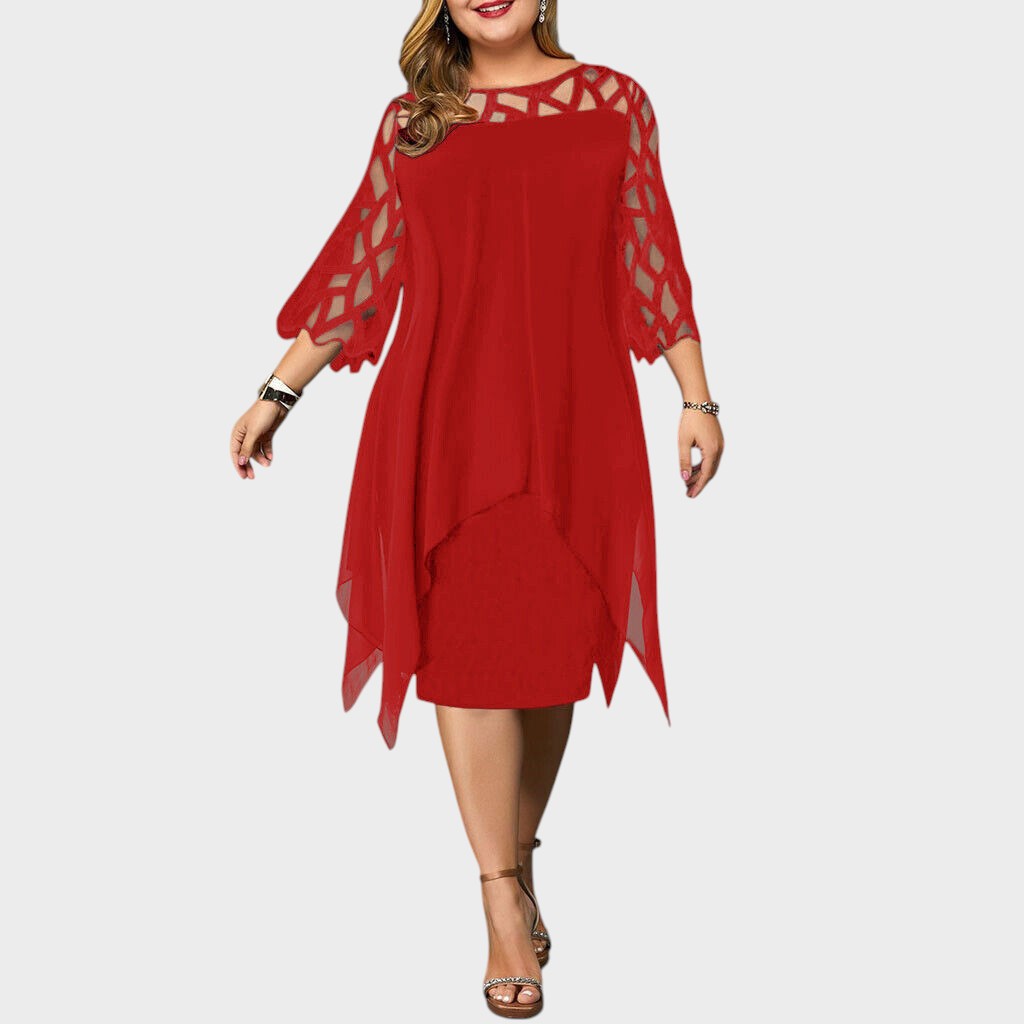 Freja® | Chic Plus Size Midi Kjole til Moderne Kvinder