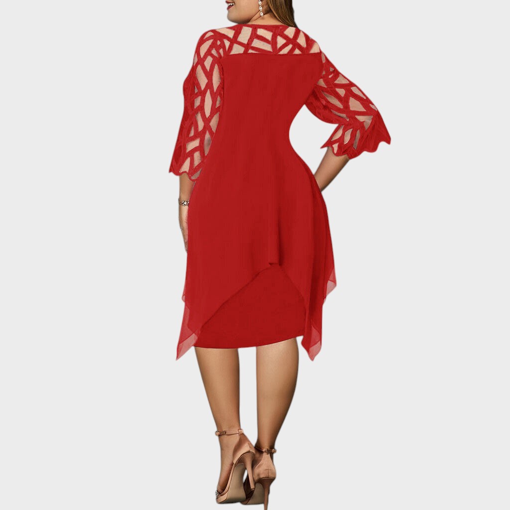 Freja® | Chic Plus Size Midi Kjole til Moderne Kvinder