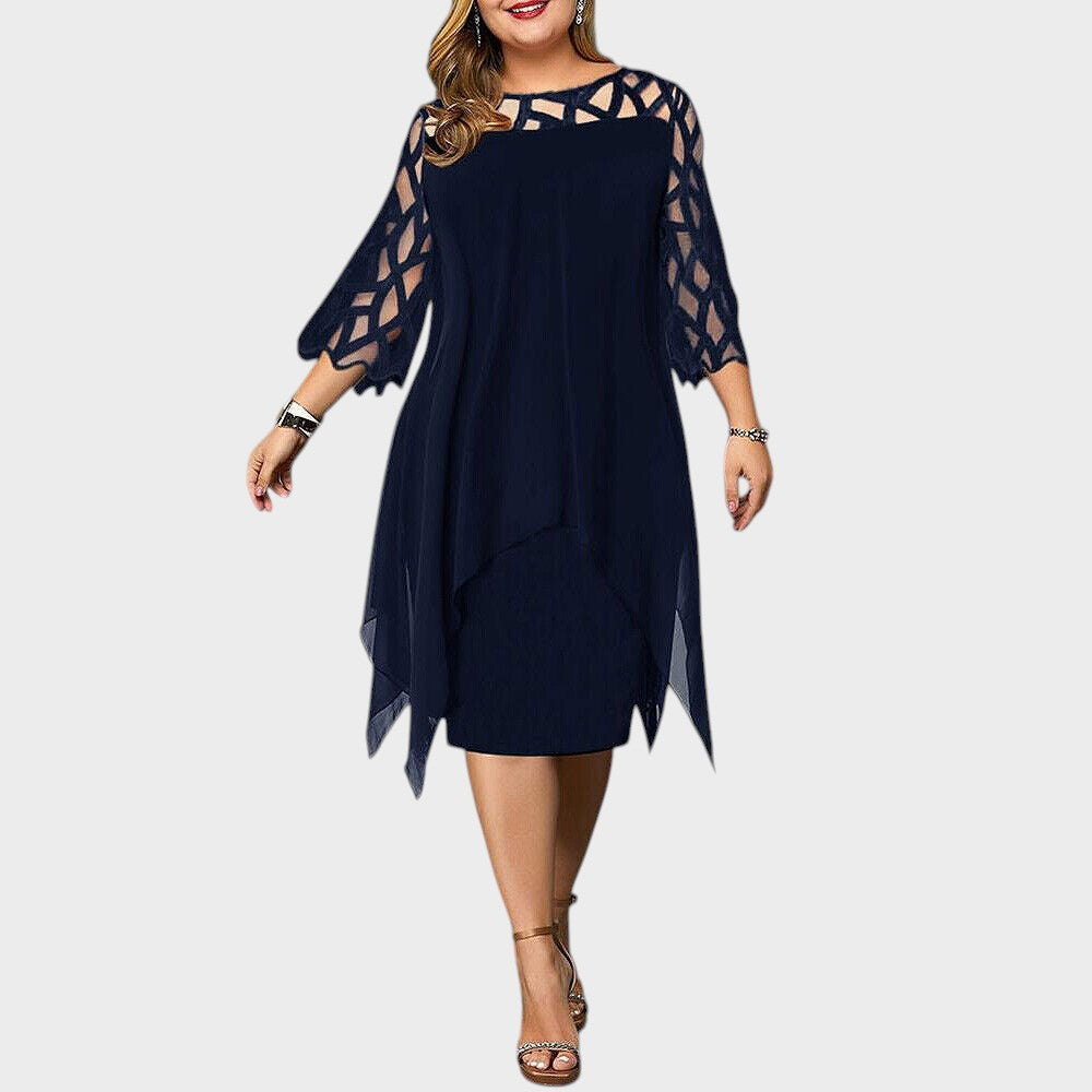 Freja® | Chic Plus Size Midi Kjole til Moderne Kvinder